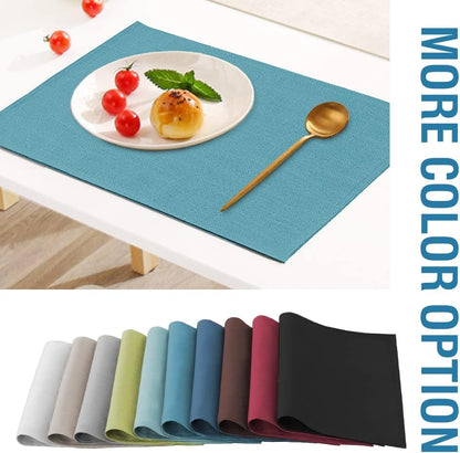 Linen Placemats Set of 4 Premium Solid Table Placemats for Dining Table Spill-Proof Waterproof Table Mats Heat-Resistant Kitchen Table Mats Washable, 12X18 Inches, Teal7