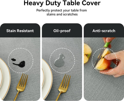 100% Waterproof PVC Tablecloth Rectangle, Outdoor Oil Spill Proof Stain Resistant Vinyl Table Cloth, Wipe Clean Plastic Table Covers for Kitchen/Dining/Parties - 54 X 78 Inch, Light Grey4