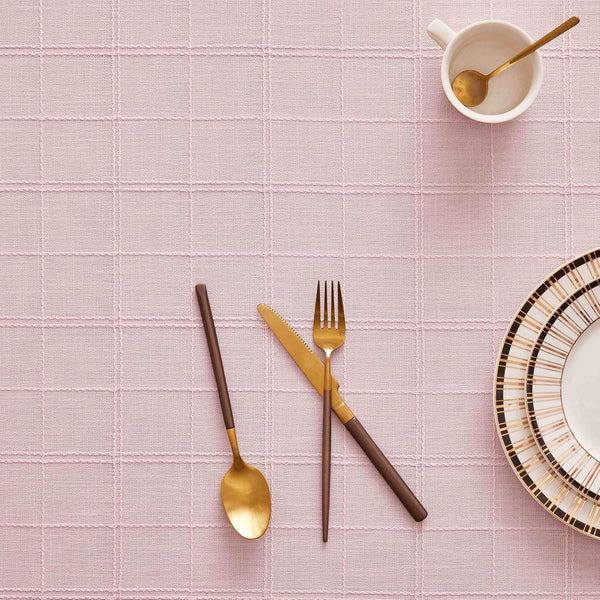 Linen Checked round Table Cloth 52 Inch Pink5