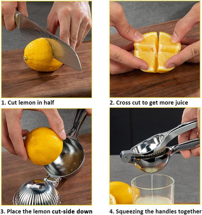 Lemon Squeezer, Fast Effortless Juice Extraction with Large Metal Citrus Juicer, Maximum Yield Heavy Duty Hand Lime Squeezer, Manual Lemon Juicer Press, Easy to Use W/Stainless Steel Zester6