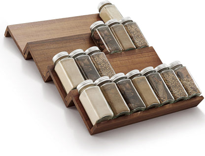 Acacia Wooden Spice Rack Organizer for Cabinet, Pack 4, Walnut Color1