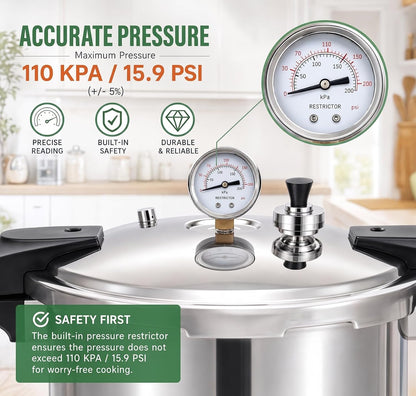 2-In-1 25 Quarts Pressure Canner and Canning Pressure Cooker All Stainless Steel with Gauge 15.9Psi,Practical 6Pc Canning Supplies Starter Set,Induction Cooktops,Pressure Canner for Canning6