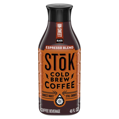 Cold Brew Coffee, Espresso Blend, Dark Roast Brewed Low and Slow, Unsweetened, Black Coffee, 48 FL OZ Bottle1