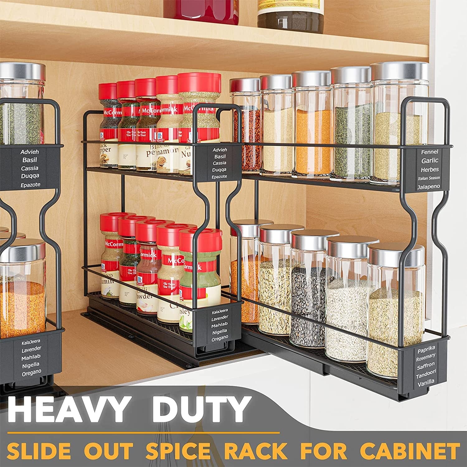 pull-out-spice-rack-organizer-for-cabinet-heavy-duty-slide-out-seasoning-kitchen-organizer-cabinet-organizer-with-labels-5-2-w-x10-75-d-x10-h-2-drawers-2-tier
