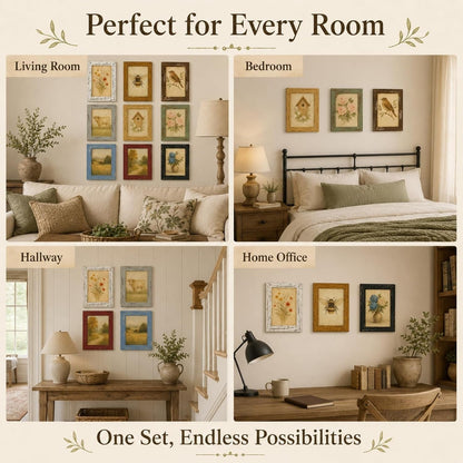 5X7 Rustic Farmhouse Picture Frames with Vintage Prints, Set of 96