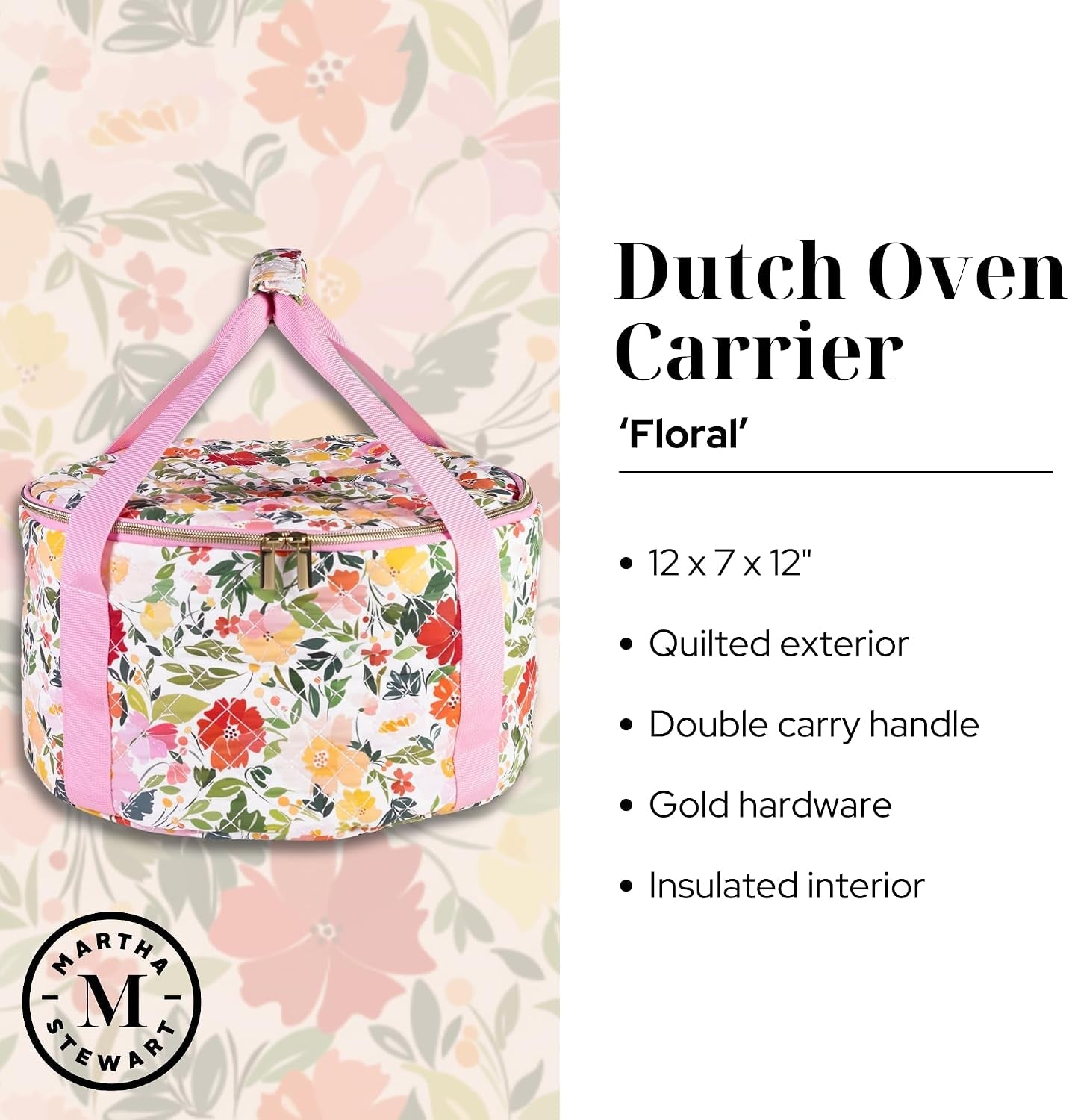 dutch-oven-carrier-insulated-casserole-tote-with-padded-handle-zipper-closure-fits-most-6-7-qt-dutch-ovens-bakeware-for-potlucks-and-hosting-floral