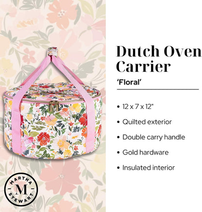 Dutch Oven Carrier, Insulated Casserole Tote with Padded Handle, Zipper Closure, Fits Most 6-7 Qt. Dutch Ovens & Bakeware for Potlucks and Hosting (Floral)4