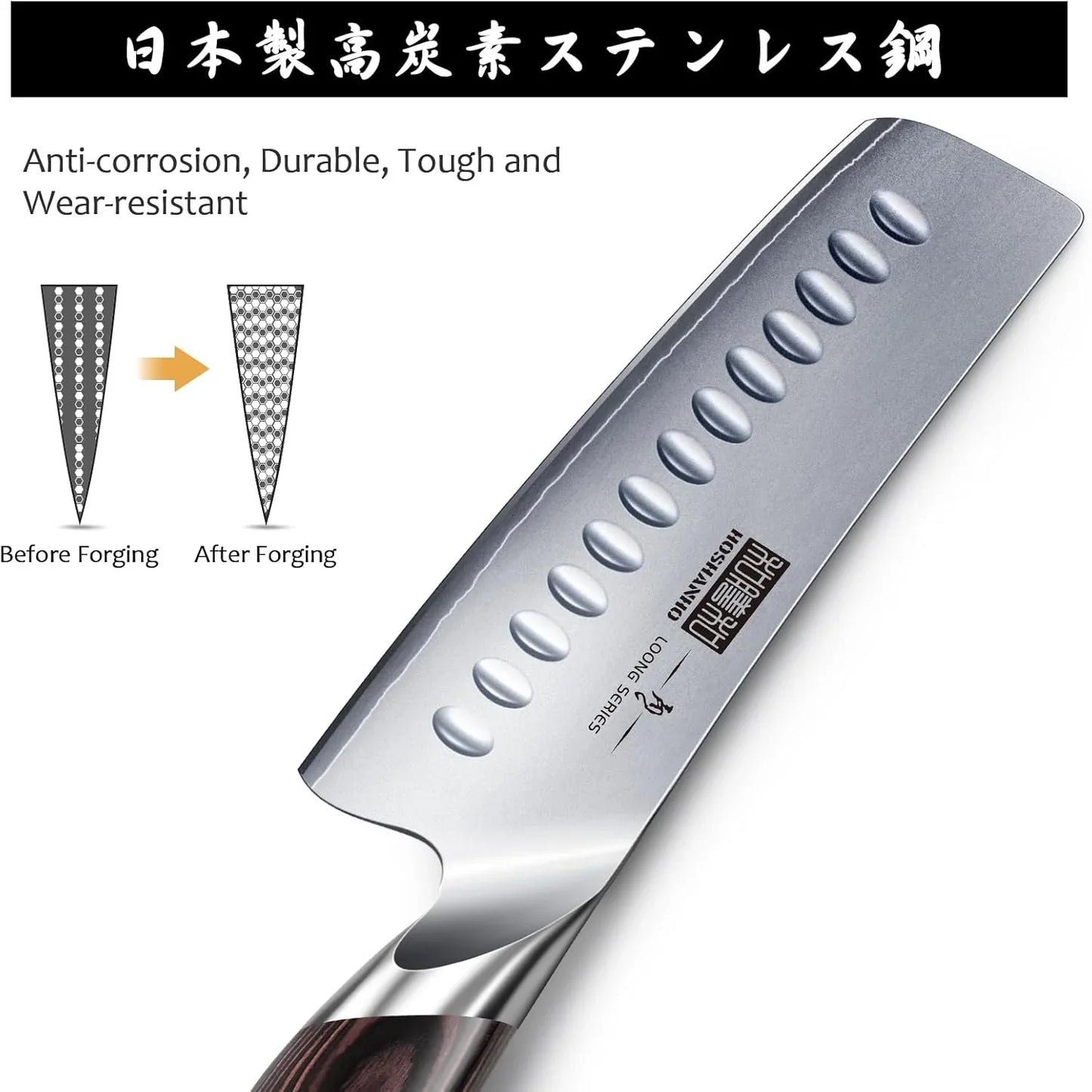 7-inch Japanese Nakiri chef knife with high-carbon stainless steel blade and wooden handle