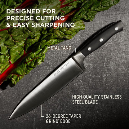 Insignia Triple Rivet Poly (18-PC) Kitchen Knife Block Set with Wooden Block & Built-In Sharpener, Black Ergonomic Handles and Sharp Stainless Steel Professional Chef Knife Set5