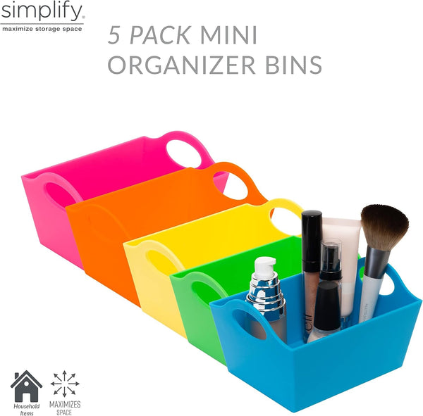 Neon, 5 Pack, Mini Storage Containers, Bins, Drawer, Office Organization, Good for Toys, Hair Accessories, Bobby Pins, Q-Tips, Small Items2