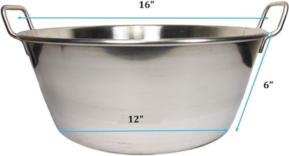 Cazo Para Carnitas 16" Stainless Steel Heavy Duty Acero Inoxidable Wok Comal Fry Mexican Style2