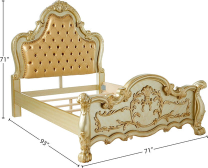Furniture Dresden Bed, Bone Pu/Gold Patina, Queen2