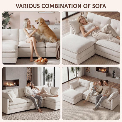 112" L Shaped Sectional Couches for Living Room, 3 Seat Modular Sofa7