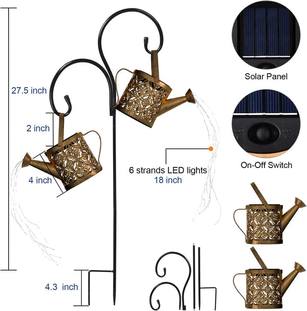 Solar Watering Can Lights Outdoor with 8 Multi-Color Changing Modes, IP65 Waterproof Landscape Light Garden Decor, One Pole Two Lights outside Decorations for Lawn, Backyard, Patio, Chrismas5