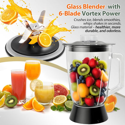 Food Processor and Blender Combo, 88 Oz Food Chopper for Meat, Vegetable and Dough, 70 Oz 700W Glass Jar Blender with 2 Speeds and Pulse for Smoothie, Nutrient Extractions, and More | 70 Oz Glass Jar Blender, for Meat, Vegetable and Dough, with 2 Speeds and Pulse for Smoothie, Nutrient Extractions, and More2