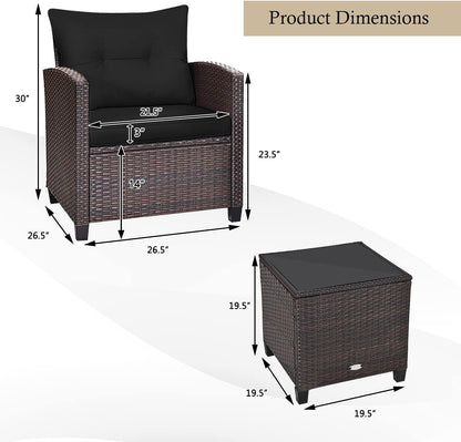 3 Piece Patio Furniture Set, Black6