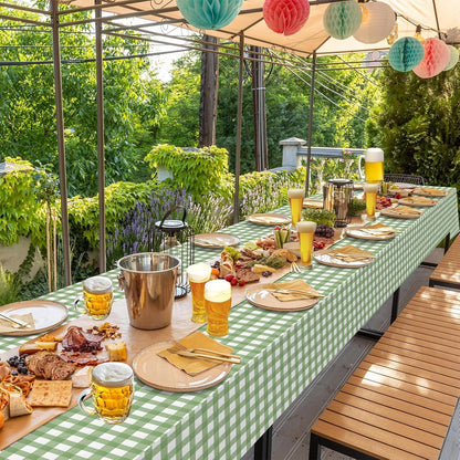 3 Pcs Sage Green Gingham Tablecloths, Checkered Table Covers 54 X 108 Inch | Green and White Checkered Tablecloths, Disposable Waterproof for Baby & Bridal Shower Picnic Camping Barbecue Birthday Party8