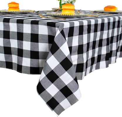 Checked Tablecloth Rectangle 54X80-Inch Black and White Buffalo Plaid Tablecloth Washable Check Table Cover Gingham Tablecloths for Dining Room Rustic Table Linen Christmas1