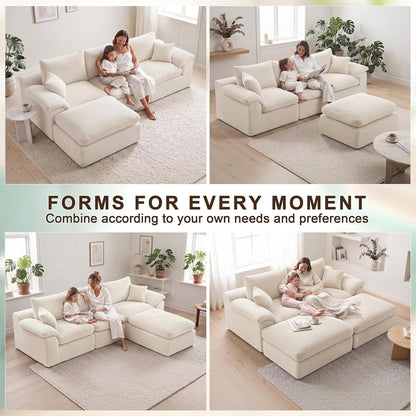 Cloud Sectional Couch, Boneless Couches for Living Room, Beige4