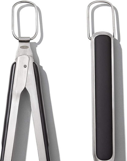 OXO Outdoor Grilling Turner and Tongs Set | Grilling Spatula and Tongs, Beveled Head Slides under Food, Non-Slip Grip, Hanging Ring, Ideal for Grilling & BBQ7