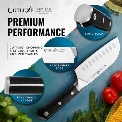 Santoku Knife 5" – Meat & Vegetable Chopping Knife, German Steel8