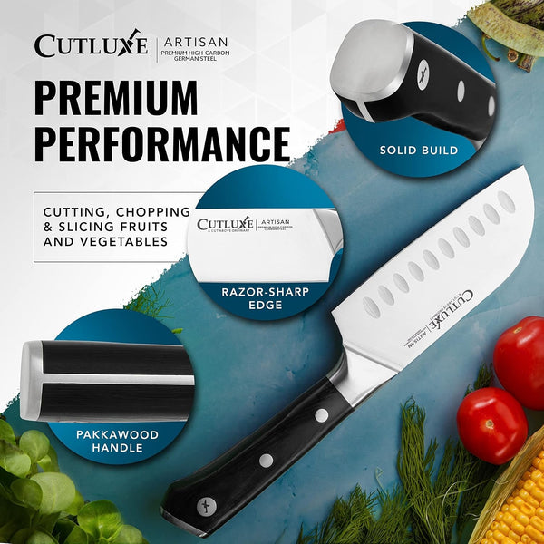 Santoku Knife 5" – Meat & Vegetable Chopping Knife, German Steel8