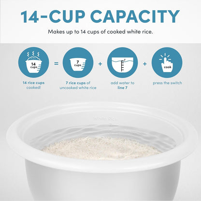 ® Rice Cooker, 7-Cup (Uncooked) / 14-Cup (Cooked), Steamer, Grain Cooker, Oatmeal Cooker, Soup Maker, Auto Keep Warm, 3Qt, Blue, ARC-797-1BL5