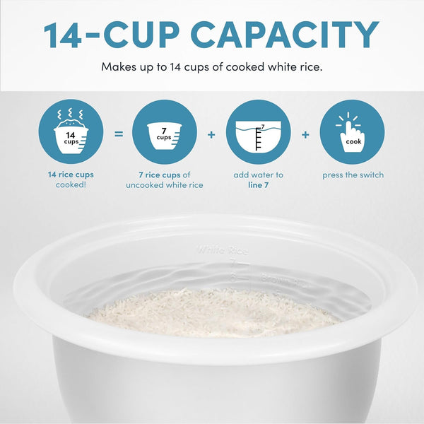 ® Rice Cooker, 7-Cup (Uncooked) / 14-Cup (Cooked), Steamer, Grain Cooker, Oatmeal Cooker, Soup Maker, Auto Keep Warm, 3Qt, Blue, ARC-797-1BL5