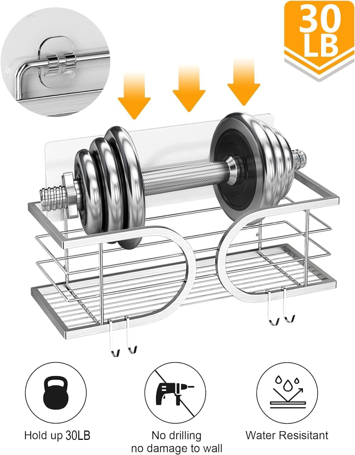 shower-caddy-no-drill-wall-mounted-304-stainless-steel-durable-large-capacity-adhesive-shower-rack-organiser-quick-dry-rustproof-bathroom-storage-shelves-2-pack-silver