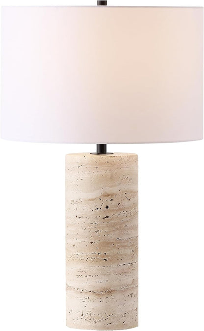 SAFAVIEH Couture Lighting Collection Rynetta Light Brown/White 24-Inch Dimmable Table Lamp for Bedroom Living Room Home Office Desk Nightstand (LED Bulb Included)1