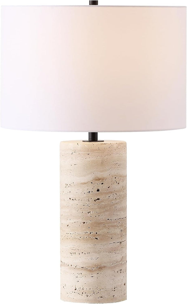 SAFAVIEH Couture Lighting Collection Rynetta Light Brown/White 24-Inch Dimmable Table Lamp for Bedroom Living Room Home Office Desk Nightstand (LED Bulb Included)1