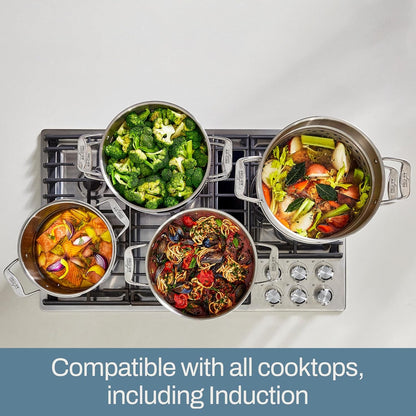 All-Clad Simply Strain Stainless Steel Multipot with Straining Lid, 6-Quart, Induction, Oven Broiler Safe 600F, Strainer, Pasta Strainer with Handle, Steamer Pot, Cookware, Home, Pots and Pans, Silver5