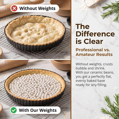 0.94LB Ceramic Pie Weights - Reusable Baking Beans for Blind Baking | Natural Stoneware Pie Crust Weights for Tarts, Quiche and Pastry Shells, Reusable Oven Safe Beans for Home Baking3
