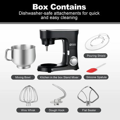 Stand Mixer 8.5 QT, 900 Watt Heavy Dough Mixer (Black) | 10 Speed Adjustable, 8.5 Quart Mixing Bowl with Handle, Tilt-Head, Whisk, Flat Beater and Splash Guard5