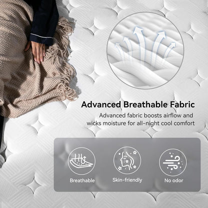 Queen Mattress, 10 Inch Hybrid with Memory Foam, Cooling Gel, Medium Firm4