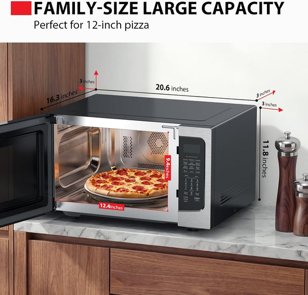 4-In-1 Microwave Oven with Air Fryer Combo, 1.5 Cu.Ft, 1000W | Smart Sensor, Convection, Mute Function, Position Memory Turntable, Countertop Use, Silver7