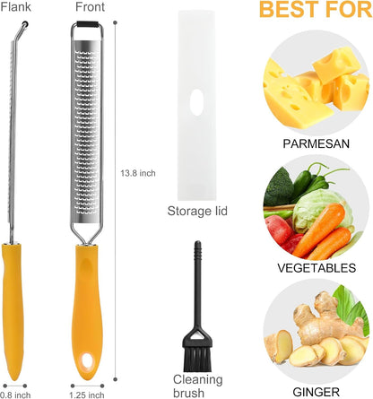 Lemon Zester & Heavy Duty Cheese Grater & Vegetable Grater — Parmesan Cheese Lemon, Garlic, Nutmeg, Chocolate, Fruits, Vegetables, Ginger - Cheese Shredder & Stainless Steel Grater2