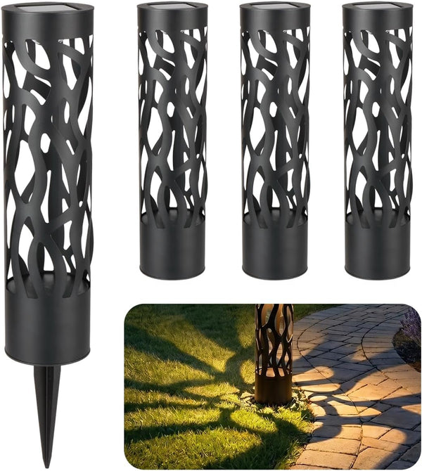 Secure Solar Bollard Pathway Lights, 4-Pack, Black, 4"X16"1