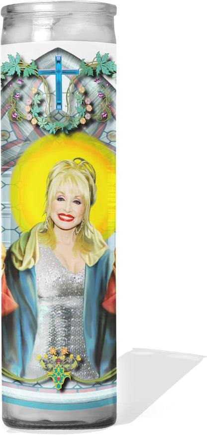Patron Saint of Country Music Celebrity Prayer Candle : Unscented | 8 Inch Glass Prayer Votive -  in USA | Funny Gift Idea1