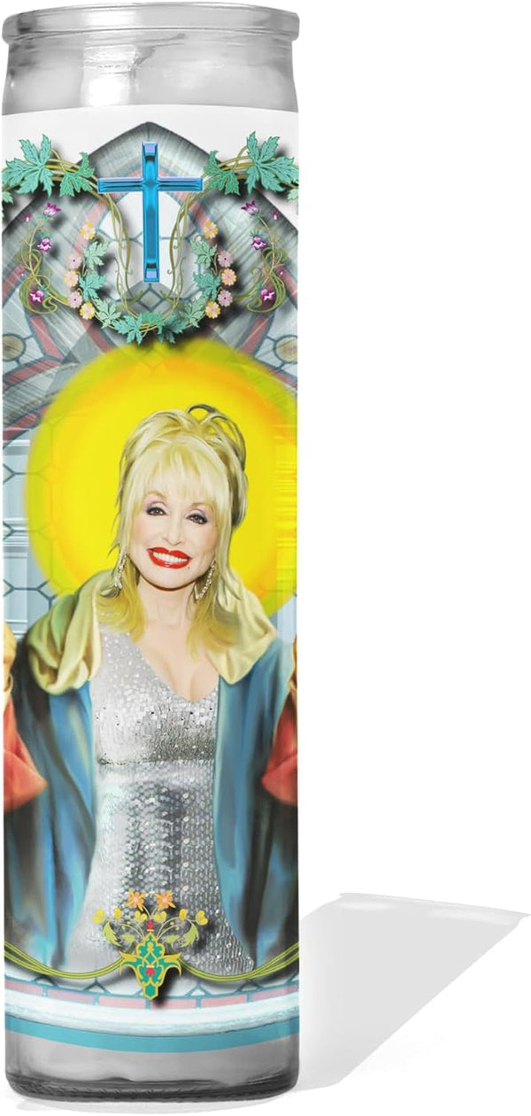 Patron Saint of Country Music Celebrity Prayer Candle : Unscented | 8 Inch Glass Prayer Votive -  in USA | Funny Gift Idea1