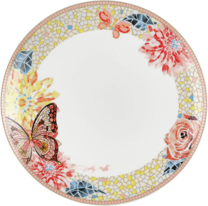 12 Piece Jeweled Mosaic Butterfly Dinnerware Set Porcelain Dinner Plates, Salad Plates, Bowls, Service for 4, Microwave Dishwasher Safe7