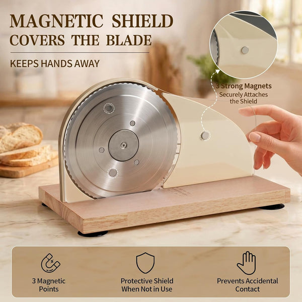 Sourdough Bread Slicer for Homemade Bread, Manual Hand Crank Bread Cutter with Adjustable Thickness for Even Slices, Slicing Guide & Protective Blade Shield, Wood Base with Suction Cups(Beige)4