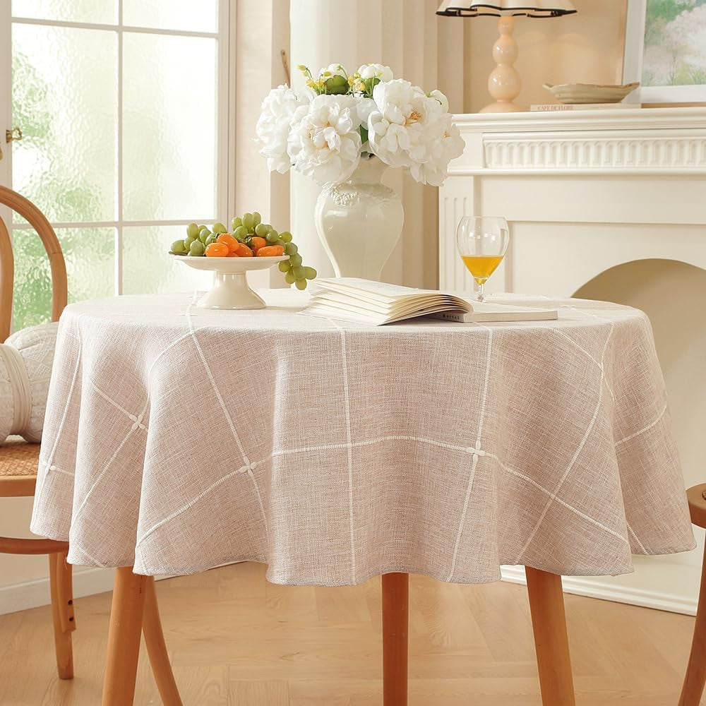 linen-table-cloth-round-70-inch-plaid-browm-round-tablecloth-70-in
