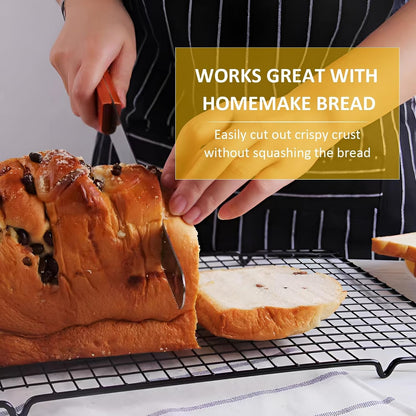 Bread Knife, Stainless Steel Fine Serrated Bread Knife for Homemade Bread, Cakes & Bagels, 10 Inch Kitchens Knifes Saw Breads Cutter, Bagel Sourdough Slicer Knifes with Wooden Handle3