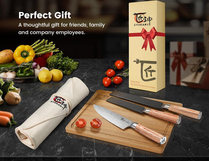 14Pcs Chef Knife Set with Roll Bag, Professional Stainless Steel Japanese Knife Set with Pakkawood Handle for Professional Chef, Camping, Travel, BBQ, RV or Gift Beige | High Carbon Stainless Steel Japanese Knife Set with Sharpener, Wood Handle, Professional for Home, Camping, BBQ, Ideal Gift7