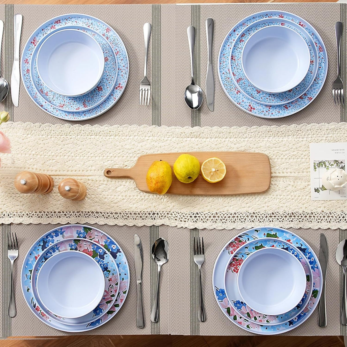 12-pcs-melamine-dinnerware-set-for-4-floral-plates-and-bowls-set