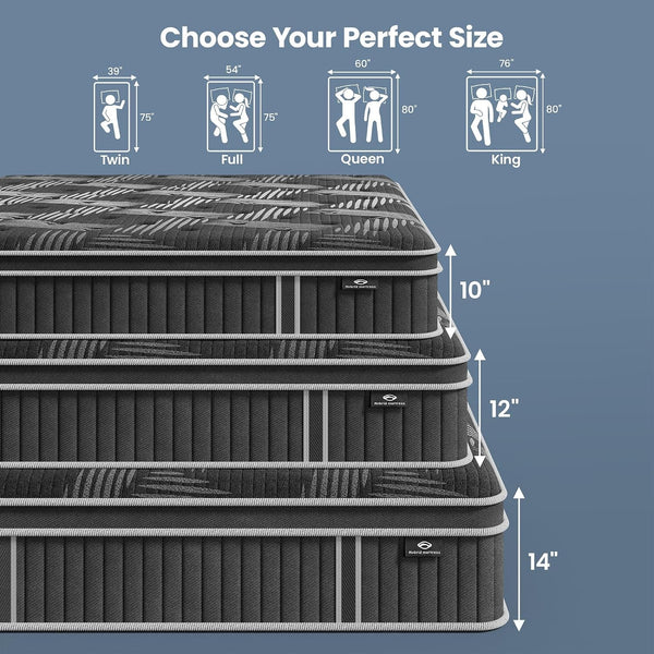 12 Inch Queen Mattress, Pocket Spring Motion Isolation, Certipur-Us2