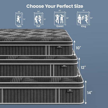 12" Full Mattress, Pocket Spring, Pressure Relief & Gel Memory Foam2