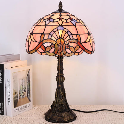 Table Lamp Base Replacement Only(E (W 6 H 19 Inch)) | Fit for 8, 10, 12 Inch Tiffany Style Stained Glass Lampshade, Dark Bronze Finish,Resin, Push Switch on Cord4