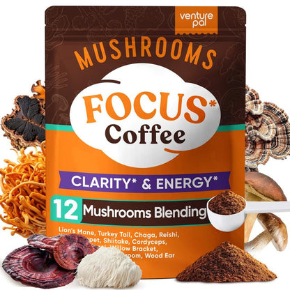Mushroom Coffee, 12 Mushrooms, Focus & Digestion, 40 Servings | 12 Adaptogenic Mushrooms with Lion'S Mane, Cordyceps, Reishi, Turkey Tail, Ashwagandha & Probiotics, Low Caffeine & Calories1